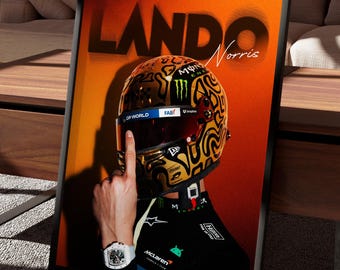 Lando Norris Gold Helmet Poster World Champion 2025 F1 Digital Download