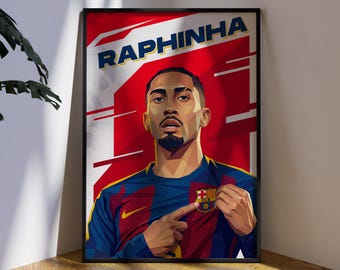 Raphinha FC Barcelona Poster | Barca Football Wall Art Print
