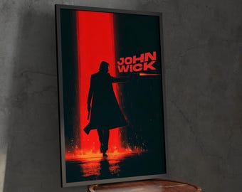 John Wick Silhouette Poster | Red Action Movie Wall Art