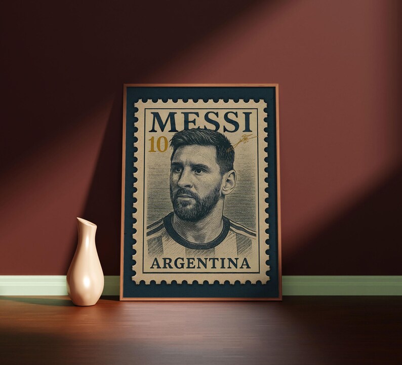 Lionel Messi Argentina Stamp Poster | Vintage Messi Wall Art Print - Etsy