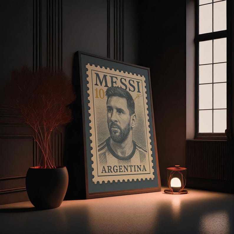 Lionel Messi Argentina Stamp Poster | Vintage Messi Wall Art Print - Etsy