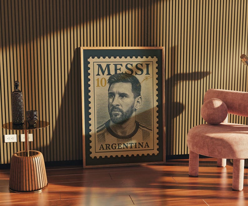 Lionel Messi Argentina Stamp Poster | Vintage Messi Wall Art Print - Etsy