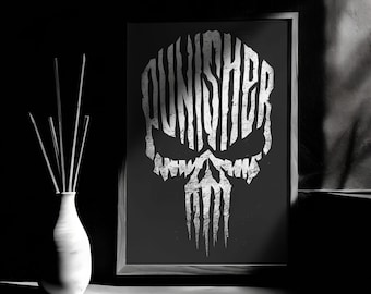 The Punisher Minimalist Skull Typography Poster
