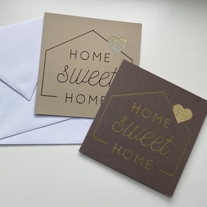 Faltkarte HOME Klappkarte für Umzug, Einzug, neues Haus, neue Wohnung, Geschenk braun (dunkel) oder creme (hell), Karte
