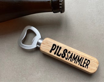 Pilssammler Flaschenöffner, Pils, Bier, Biersammler, Biersommeliere, Pilz, Pilzsammler, Pilsammler, Holz, Holzgriff, Biertrinken,