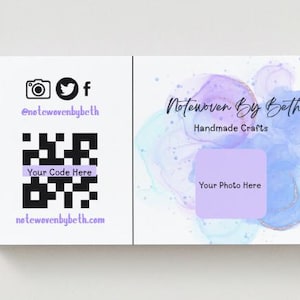 魔法の紫色のカスタマイズ可能な QR コード名刺テンプレート