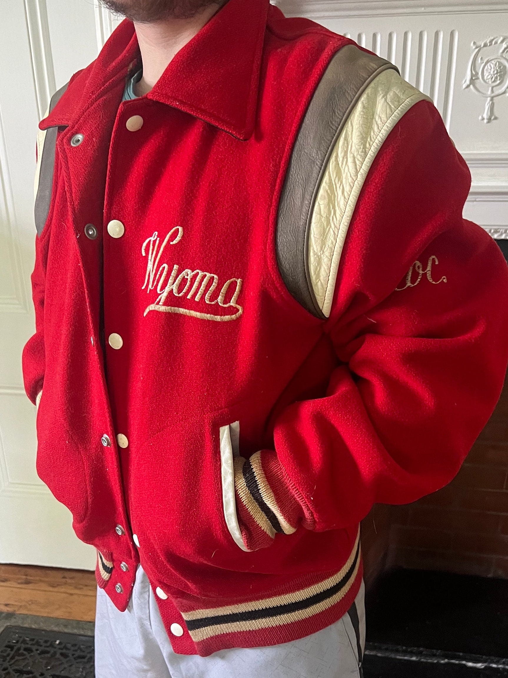 Red jacket with white sleeves best sale