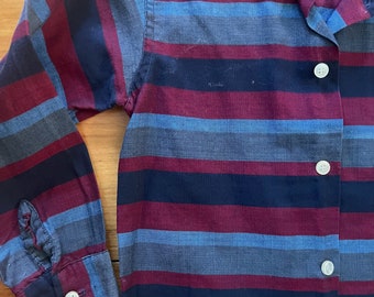 Chemise Fille Vintage Années 50 Rayée - Taille 12, 100% Coton, Neuve Avec étiquette (NOS)