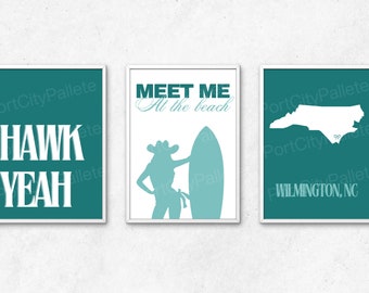 Zestaw wydruków UNCW | Coastal Cowgirl Teal | Wydruki cyfrowe NATYCHMIASTOWE POBIERANIE