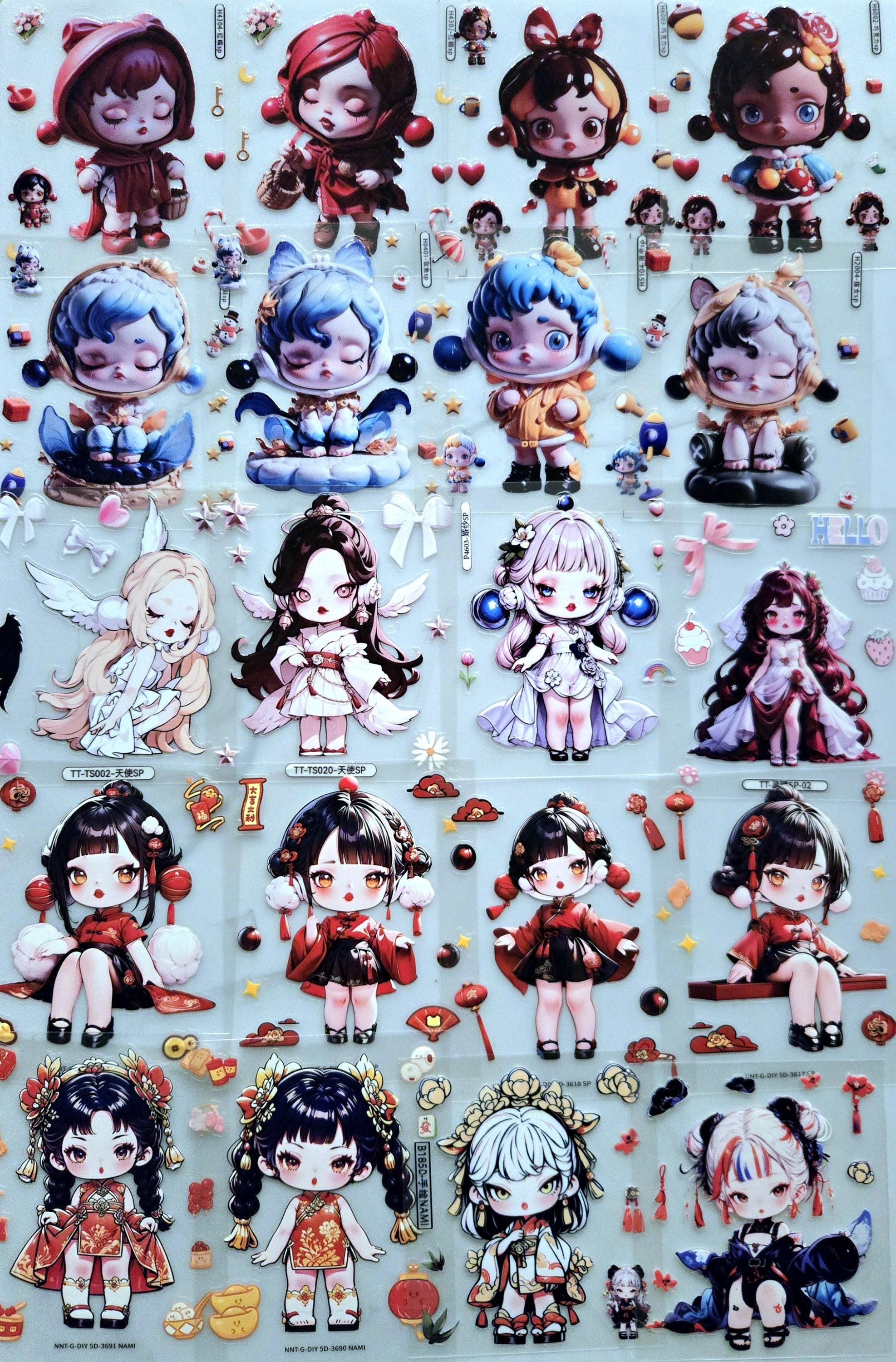 Popmart Skullpanda, Dora, Labubu Fantasy Pre Made Stickers and