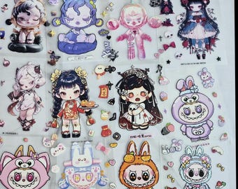 Popmart Skullpanda, Dora, Labubu Fantasy Pre Made Stickers and