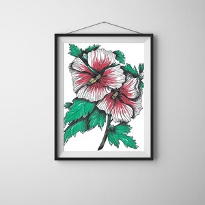 Hibiscus Flower - Linoleum Block Print - 9