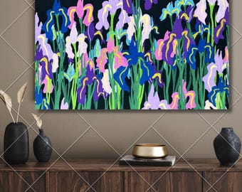 Hand Drawn Irises Flower Art Print | Floral Illustration Wall Art