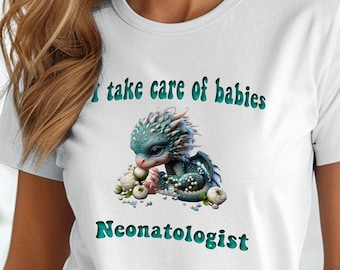 Néonatologue nouveau-né Dragon T-shirt bébé animal vétérinaire cadeau Adorable bébé dragon amoureux cadeau d'anniversaire T-shirt unisexe à manches courtes en jersey