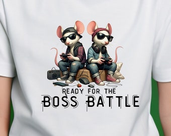 Boss Battle Rat T-Shirt Video Gaming Rats Fun Teenager Game T Shirt Pet Rat Gamer Gift Gaming Terms Tween Birthday Youth Short Sleeve Tee