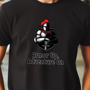 Hero Knight T-Shirt Fantasy Adventure Medieval Role-Play T Shirt Heroic Birthday Gift for Him Armor On LARP Unisex Jersey Short Sleeve Tee