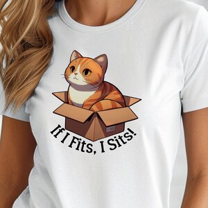 Maglietta divertente con gatto, gattino in una scatola, maglietta arancione con vita da gatto, umorismo, divertente, regalo per genitori felini, maglia unisex, manica corta