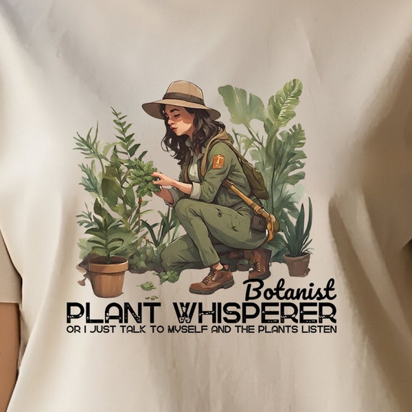 Botanist Plant Whisperer T-Shirt Green Thumb Gardening Gift Botany Plant Lady T Shirt Nature Houseplants Unisex Jersey Short Sleeve Tee