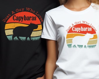 T-shirt Capybaras Love : Variation par couleur Joli cadeau Capy Bara T-shirt graphique animal Vibes vintage T-shirt unisexe à manches courtes en jersey