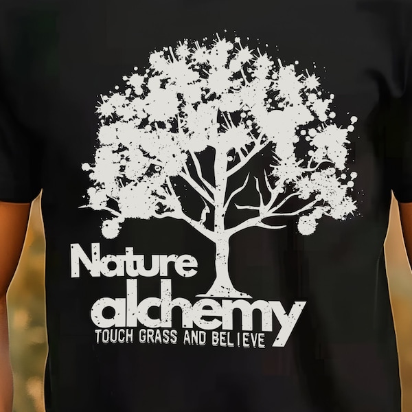 Nature Alchemy Recycled T-Shirt Touch Grass Gift Teenager Slang T Shirt Grunge Sustainable Tee Unisex Recycled Organic T-Shirt