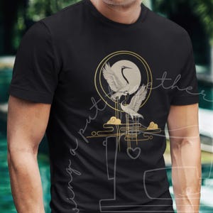 Asian Cranes T-Shirt Chinese Ming Dynasty Design Oriental Birds Clothing Minimalist Style Top Unisex Jersey Short Sleeve Tee