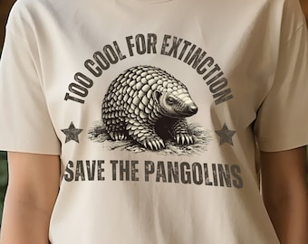 Eco-Chic Pangolin Recycled T-Shirt Vintage Vibes Endangered Animal Sustainable Fashion Unisex Recycled Organic T-Shirt