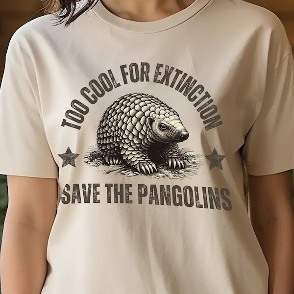 Eco-Chic Pangolin Recycled T-Shirt Vintage Vibes Endangered Animal Sustainable Fashion Unisex Recycled Organic T-Shirt