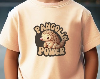 Tiny Tots Pangolin Power T-Shirt Adorable Pangolin Endangered Animal T Shirt Little Kids Gift Toddler Short Sleeve Tee