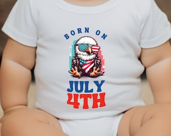 Grenouillère patriotique pour bébé aigle du 4 juillet, cadeau d'anniversaire 1re année non sexiste, porter un body pour bébé en jersey fin