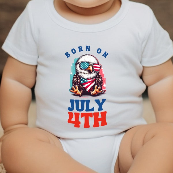 Patriotic Eagle Baby Onesie 4th of July Gender-Neutral 1st Year Birthday Gift Parade Wear Infant Fine Jersey Bodysuit