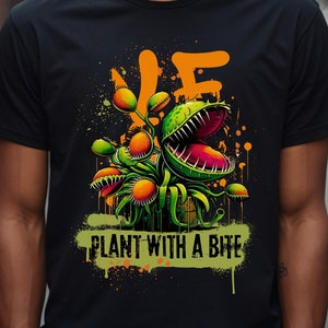 Graffiti Venus Fly Trap T- Shirt Botanical Art Grunge Style T Shirt Fun Carnivorous Plant Gift Unisex Jersey Short Sleeve Tee