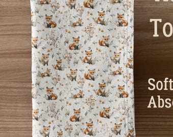 Fox Hand Towel: Wildlife Kitchen Bathroom Decor, Cabin Style 16x28 Inches