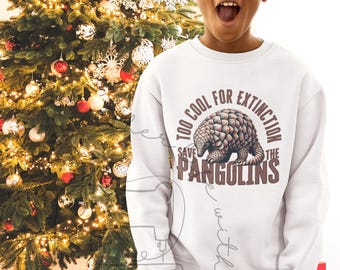 Eco-Chic Pangolin Youth Crewneck Sweatshirt Vintage Vibes Endangered Animal Kids Nature Lover Gift, Unisex