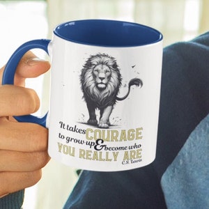 Classic Literature Lion Coffee Mug Courage CS Lewis Reader Tea Cup Inspirational Colorful Mugs, 11oz