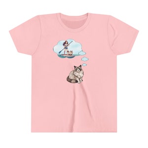 Ragdoll Cat Dream T-shirt Tween Summer Tee Paddleboard Girl Beachwear Cadeau d'anniversaire pour propriétaire de chat T-shirt à manches courtes pour jeunes et amoureux des chats Pink