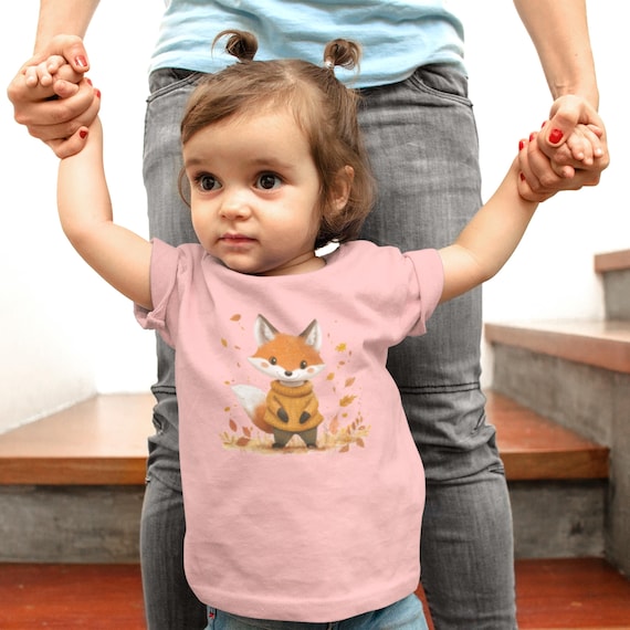 Adorable Fox Fall Toddler T-shirt Autumn Leaves Sweater Wearing