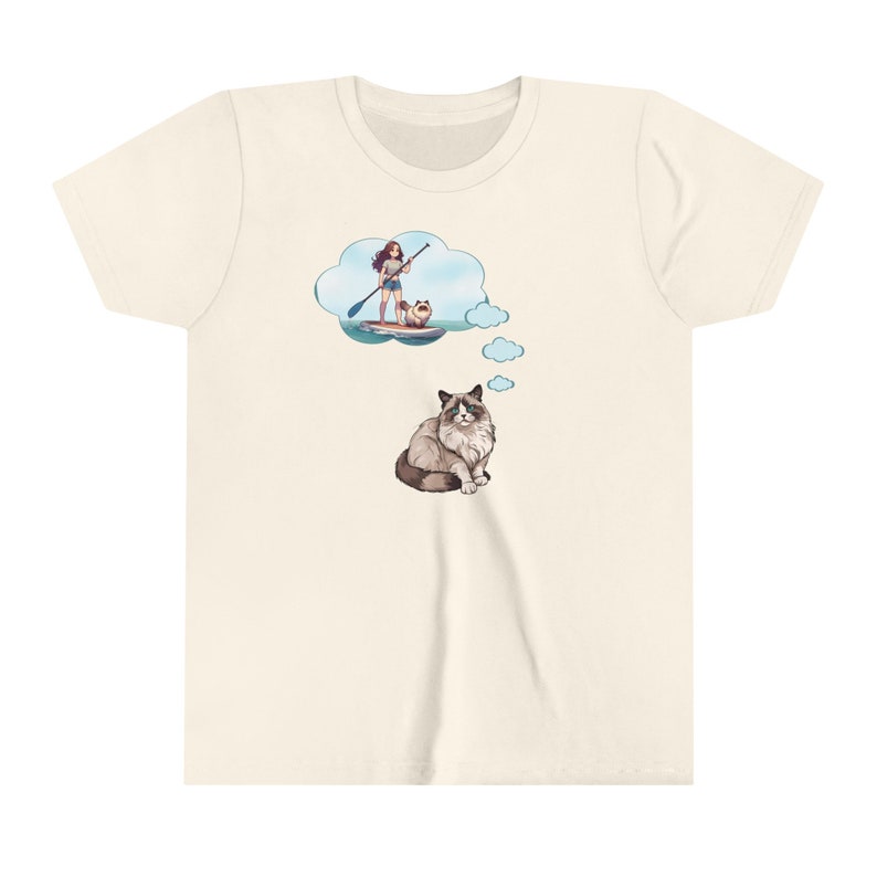 Ragdoll Cat Dream T-shirt Tween Summer Tee Paddleboard Girl Beachwear Cadeau d'anniversaire pour propriétaire de chat T-shirt à manches courtes pour jeunes et amoureux des chats Natural