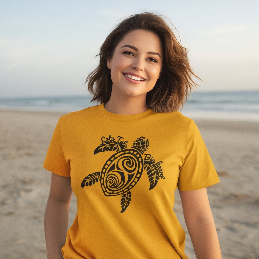Fyjf Polynesian Sea Turtle T-shirt Samoa Loto Tele Big Heart Samoan Culture ...