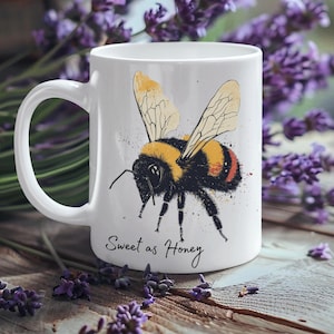 Sweet as Honey Mug Bee Lover Gift Save the Bees Tea Cup Honeybee Kitchen Decor Thoughtful Beekeeper Present White Ceramic Mug 11oz, 15oz