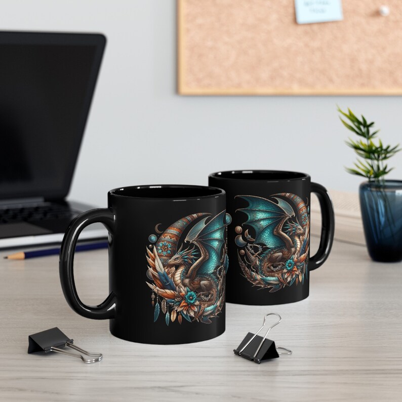 Dark Boho Dragon Mug Fantasy Steampunk Magical Creature Gift Coffee Tea ...