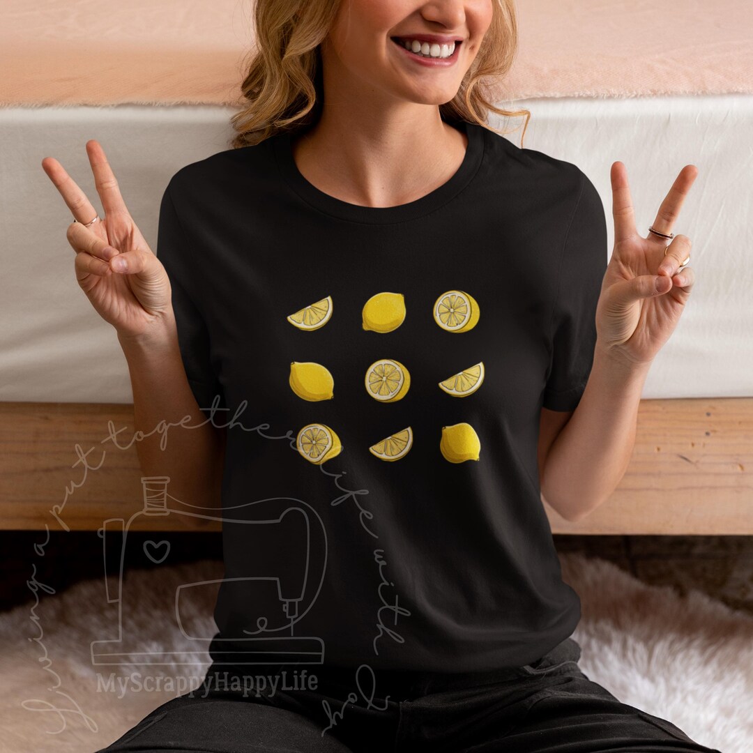 Lemon Grid T‑shirt Simple Citrus Fruit Graphic Tee Fresh Summer Food ...