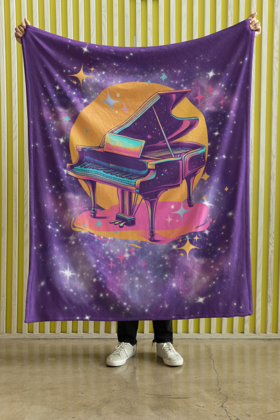 Coperta di peluche a forma di pianoforte a coda, morbida e