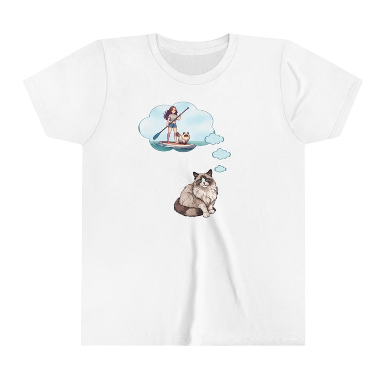 Ragdoll Cat Dream T-shirt Tween Summer Tee Paddleboard Girl Beachwear Cadeau d'anniversaire pour propriétaire de chat T-shirt à manches courtes pour jeunes et amoureux des chats White