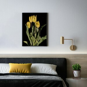 Gelbe Tulpen auf Premium-Mattpapier-Poster Hohe Detailgenauigkeit Blumenfotografie Frühling Wanddruck Blumen-Wanddekoration Bild 3