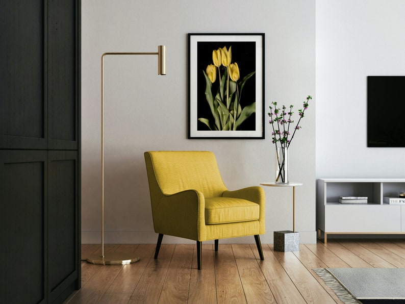Gelbe Tulpen auf Premium-Mattpapier-Poster Hohe Detailgenauigkeit Blumenfotografie Frühling Wanddruck Blumen-Wanddekoration Bild 5