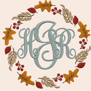 Autumn Stroll Leaves Fall Font Frame Monogram Design - Font not included - EMBROIDERY DESIGN FILE - Instant download Hus Dst Exp Jef Pes Vp3