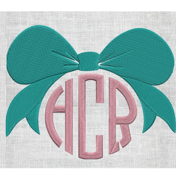 Bow Font Frame Monogram Design -Font not included - EMBROIDERY DESIGN FILE - Instant download - Hus Dst Exp Jef Pes formats 2 sizes