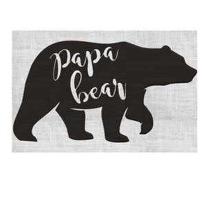 Papa Bear Embroidery DESIGN FILE - Instant download - Vp3 Exp Dst Hus Jef Pes formats  1 color - 2 sizes