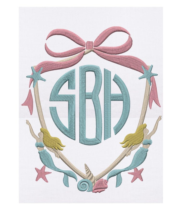 Mermaid Badge Font Frame Monogram Design -font Not Included ...