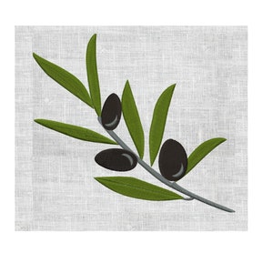 Olive Branch w olives Embroidery Design Kitchen Embroidery DESIGN FILE - Instant download - Vp3 Exp Dst Hus Jef Pes formats